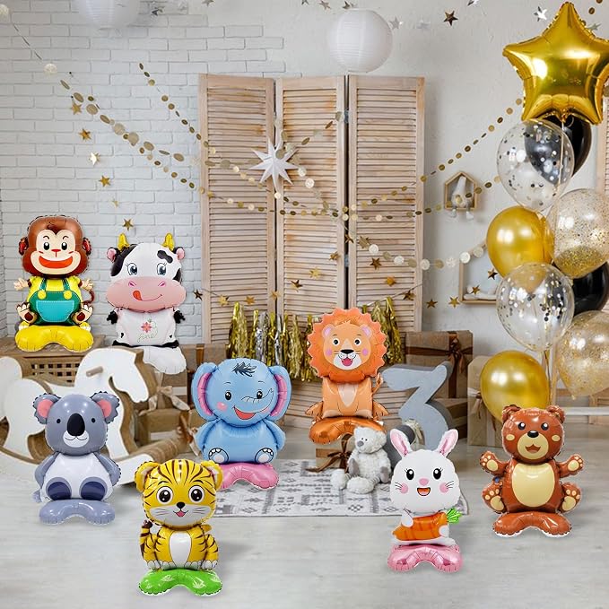 8 Pc Standing Cute Animal Foil Balloons - Image 4