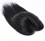 8x11cm Breathable Hair Topper, 12 inches 35g 120% Density Real Human Hair, 3 Non-Slip BB Clips, Wearable on Left, Right & Middle Part, Versatile Styling for Hair Loss & Volume Boost (Black)