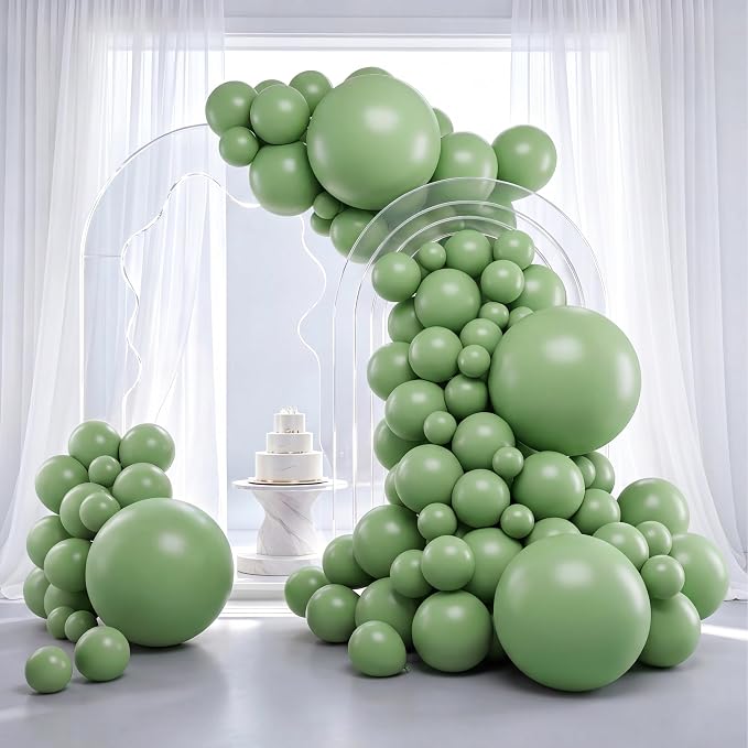 RUBFAC Sage Green Balloons Different Size Dusty Green Balloon 129pcs | Balloon by RUBFAC