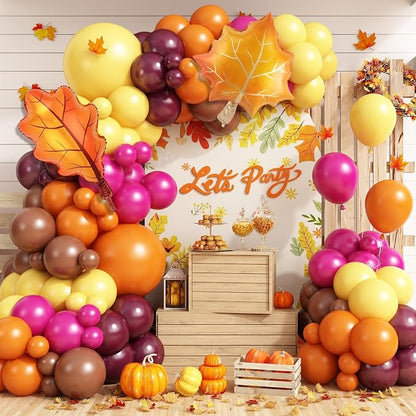 Fall Orange Red Brown Balloons Garland Arch Kit by vibzox