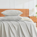 JELLYMONI 100% Natural Cotton Striped Standard Pillowcases Set, 6 Pack White and Grey Stripes Pattern Printed Pillow Covers with Envelope Closure(Pillows are not Included)