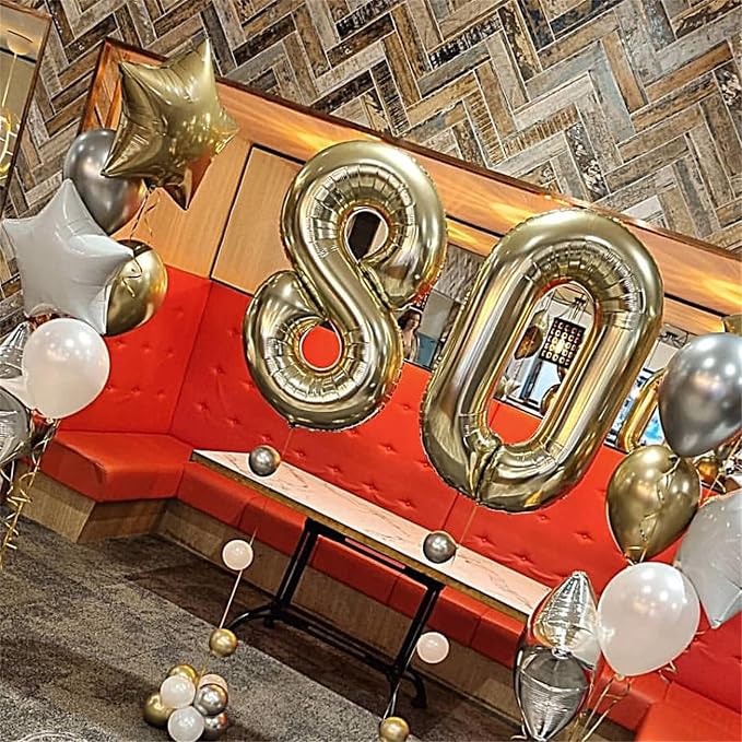 Champagne Gold Number 30 Balloons, 40 Inch Light Gold Foil Number 3 & 0 Balloons - Image 6