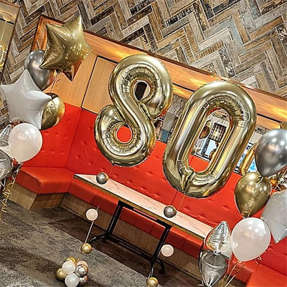 Champagne Gold Number 30 Balloons, 40 Inch Light Gold Foil Number 3 & 0 Balloons - Image 6
