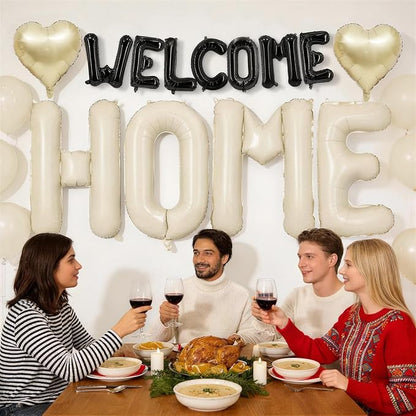 Welcome Home Balloons Black White, 40Inch HOME and 16Inch Welcome Foil Balloons - Image 6