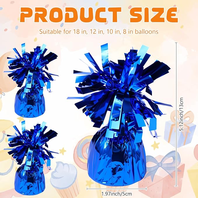 6 Pack Blue Balloon Weights Metallic Holder Anchors Balloon Holder Weights - Image 2