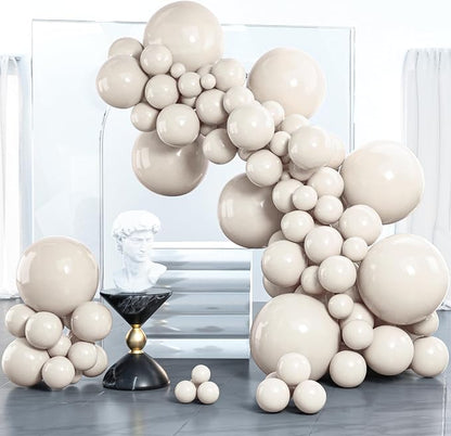 PartyWoo White Balloons 100pcs Sand White Beige Cream Ivory Boho Neutral | by PartyWoo