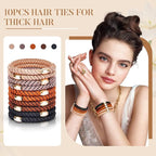 Hair Ties No Damage - 10PCS Ponytail Holders - Elastic Hair Ties for Thick Hair - Braided Hair Bands for Women Girls's Hair - Neutral