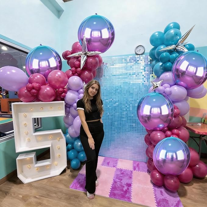 Gradient Purple Round Foil Balloons 9 pcs - Image 3