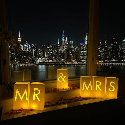 WYMM Mr & Mrs Light Up Letters, Tea Lights & Rose Petals, Wedding | luminary by Wymm_SayYes