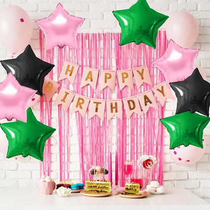 Pink Green Black Star Foil Balloon, 18 Inch Large Metallic Stars Balloons - Image 4