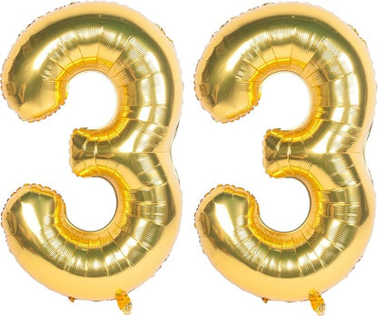 40 Inch gold Number Balloons Helium Foil Mylar Balloon 33 | Birthday Party by Exquisitehighqualitypartydecorationstomeetyoureveryneed%EF%BC%81