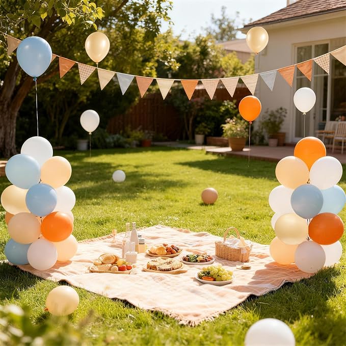 Blue and Orange Baby Shower Balloons Desorations, Pastel Dusty Blue Orange Nude - Image 7