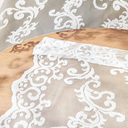 FOLKSIDE White Lace Curtains 90 Inches Long 2 Panels Paisley Floral Sheer - Image 7