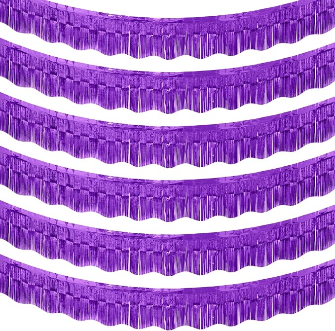 LOLStar Purple Foil Fringe Tinsel Garland, Tinsel Streamers Banner, 6 Pack | by LOLSTAR