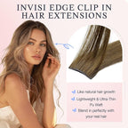 DOORES Invisible Clip in Hair Extensions 18 inch 130g 7pcs, Real Human Hair Invisi Edge Clip in Extensions, Virgin PU Clipins Straight Thickening, 6BT18D Medium Brown Highlighted Dirty Blonde