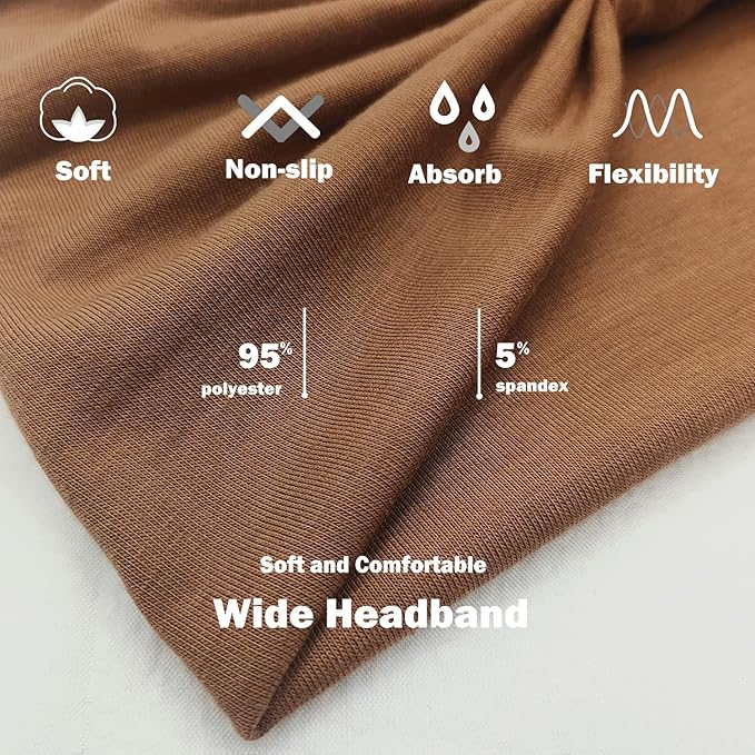 IVARYSS Wide Headbands for Women, Solid Knotted Head Wraps Turbans, Large African Style Head Bands Hair Accessories, 6 Pack