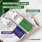 Anti-Fungal Shampoo and Conditioner Set – Tea Tree & Argan Oil for Folliculitis, Seborrheic Dermatitis, Scalp Psoriasis – Relieves Itchy, Flaky, Dry Scalp – Sulfate & Paraben Free