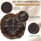 Short Hair Topper for Thinning Hair 4 Inch Short Pixie Cut Hair Toppers Pieces Natural Curly Texture Synthetic Black Wiglets Hairpieces (Chocolate Copper Brown, 4 inch)