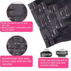 Body Wave Seamless Clip In Hair Extensions Real Human Hair Clip Ins 100% Unprocessed Human Hair Extensions 8pcs with 18Clips Per Set 120g(20inch,Natural Black)
