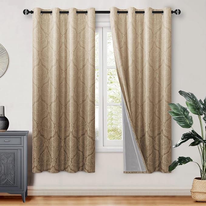 DWCN 100% Blackout Curtains for Bedroom 63 Inch Long by DWCN