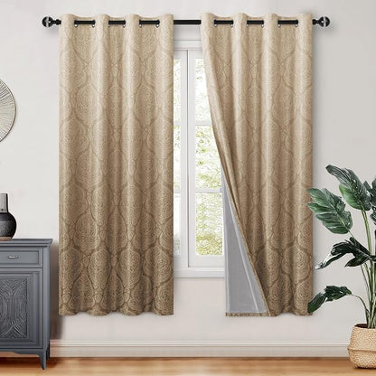 DWCN 100% Blackout Curtains for Bedroom 63 Inch Long by DWCN
