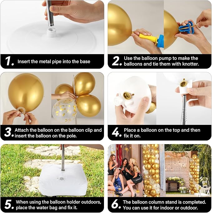 2 Sets Metallic Gold Balloon Column Stand Kit - Image 5
