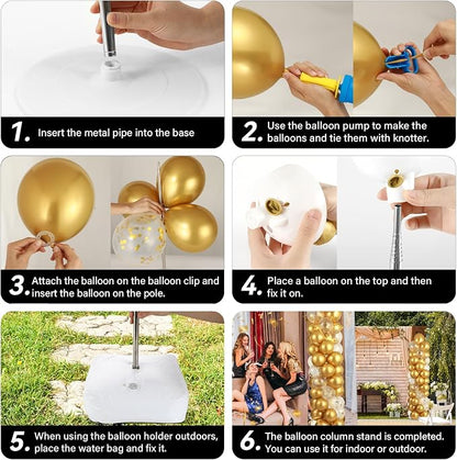2 Sets Metallic Gold Balloon Column Stand Kit - Image 5