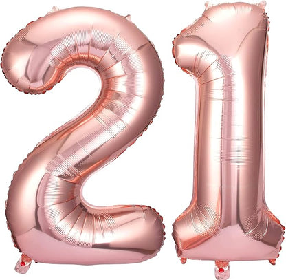 Rose Gold 21 Number Balloons Big Giant Jumbo Large Number 21 Foil Mylar Balloons by COLORFULELVES