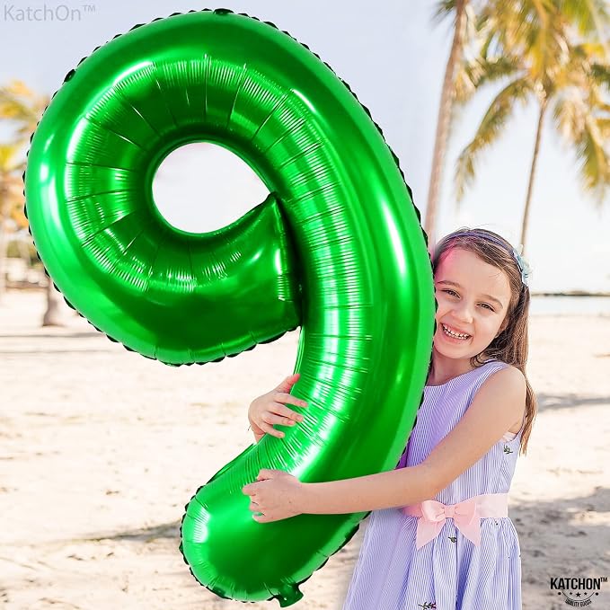 KatchOn Dark Green Number 9 Balloon 40 Inch, Foil 9 Birthday Balloon | 9th - Image 4
