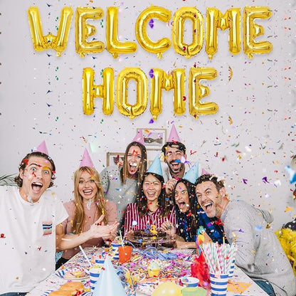 2 Set 22Pcs Gold WELCOME HOME Letter Balloons 16in Balloon Foil Letter - Image 4