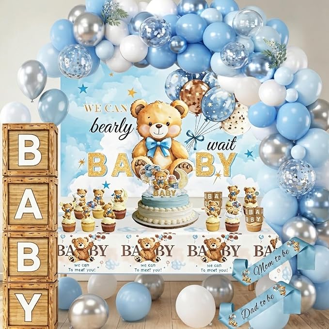 Bear Baby Shower Decorations We Can Bearly Wait Baby Shower Party Supplies - Image 9
