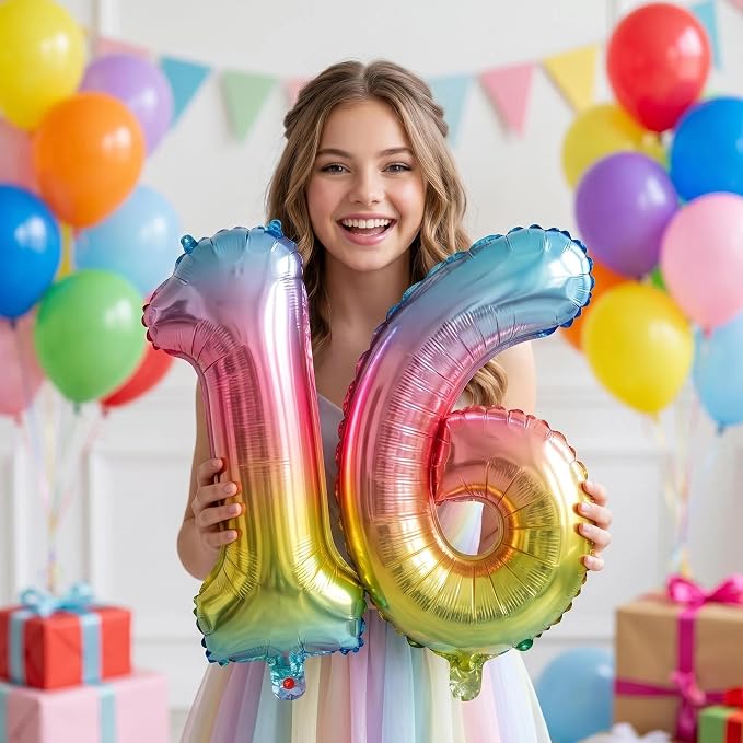 20 Pieces Foil Mylar Number Balloons 0 to 9 Set - Image 4