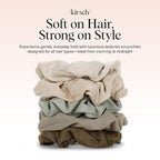 Kitsch Scrunchies for Women - No Crease Hair Ties for Girls | Scrunchies For All Hair Types and Textures, Perfect for Day or Night | Ideal Gifts for Women - Moss Green, 5 Pcs