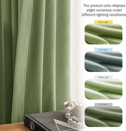 Beauoop Sage Green Velvet Curtains - Image 5