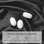 INFIIXSO Mulberry Silk Pillowcase for Hair and Skin, Silk Pillow Cases Queen Size with Hidden Zipper 20x30 Inches, Extraordinary Smooth and Soft Cooling Pillow Cases for Hot Sleepers(Black, 1 Pack)