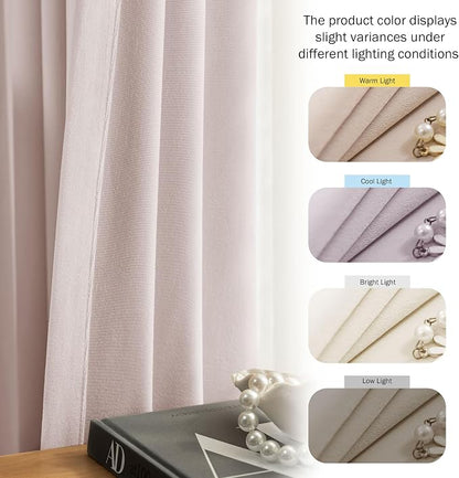 Beauoop Velvet Curtains for Bedroom Living Room Pink 52x96 2 Panels | Soft - Image 8