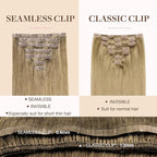 GOO GOO Clip in Hair Extensions Real Human Hair, Remy Human Hair Extensions Clip ins for Women, Natural Human Hair, 22inch 110g 7Pcs, 7 Bronde