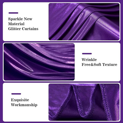 20x10ft Thick Purple Glitter Backdrop Curtain Panels - Image 3