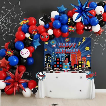 Blue Red Black white Balloon Garland Arch Kit 140PCS by yeewaka