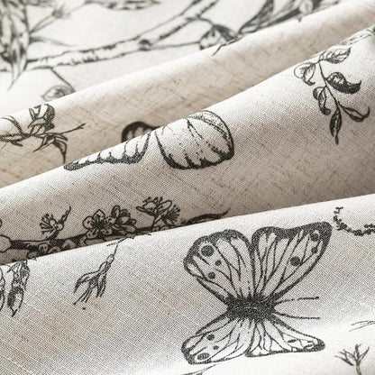 Black Floral Linen Curtains Farmhouse Rod Pocket 50W X 90L 2 Panels | Charlotte - Image 6
