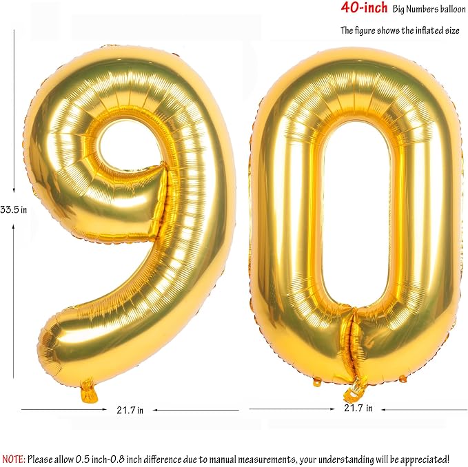 40 Inch gold Number Balloons 90 Helium Foil Mylar Balloon | Birthday Party - Image 2