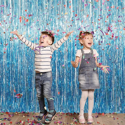 GOER 3.2 ft x 9.8 ft Metallic Tinsel Foil Fringe Curtains Party Photo Backdrop - Image 3