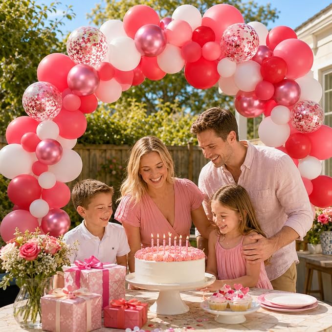 Red Balloons Set 12 Inch Red and White Balloons - Image 6