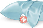 Bedsure King Size Satin Pillowcase Set of 2 - Aqua Silky Pillow Cases for Hair and Skin with Envelope Closure, Similar to Silk Pillow Cases, Gifts for Women Men, 20x36 Inches, 2pcs