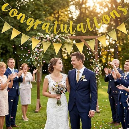 Pre-strung Glitter Congratulations Banner Sign Triangle Flag Banner Hanging - Image 7