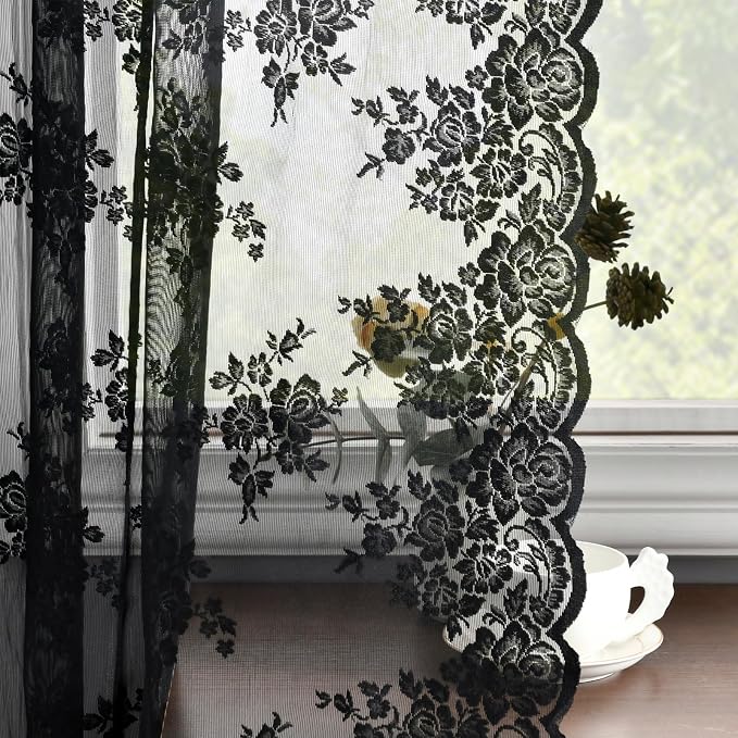 Kotile Short Black Lace Curtains - Image 6