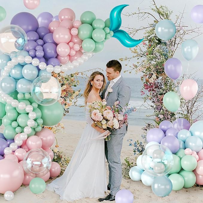 CROSSFINGERS Mermaid Balloon Garland Arch Kit Mermaid Birthday Decorations | - Image 9