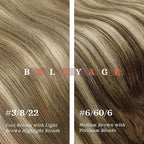 Ve Sunny Balayage Clip in Hair Extensions Real Human Hair Double Weft Remy Hair Clip in Human Hair Extensions Walnut Brown Ombre Light Brown with Blonde 18inch 120g 7pcs