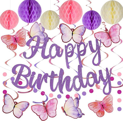 YEOCU Birthday Decorations, No DIY Pre-Strung Happy Birthday Banner | Purple by YEOCU