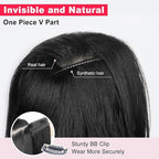 ALXNAN Long Wavy Hair Extensions for Women, Clip in Hair Extensions Clip Ins Soft Full Head Synthetic Hairpieces 20 Inch Black Brown